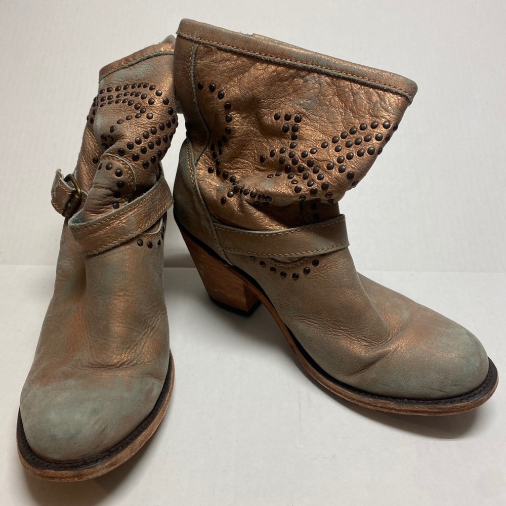 Distressed Metallic Studded Boots by Liberty Boots - Size 9